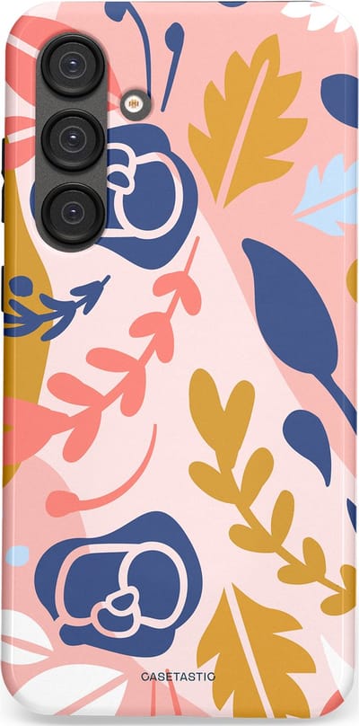 Casetastic Hoesje Geschikt voor Samsung S25 Plus - Stijlvolle Beschermende Duo-layer Case - Roze Bladeren