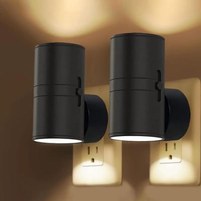 Hoogwaardige LED-wandlamp/nachtlamp, met stekker, bewegingssensor, dimbaar, geschikt voor gebruik binnenshuis, in gangen, slaapkamers en trappenhuizen (zwart).