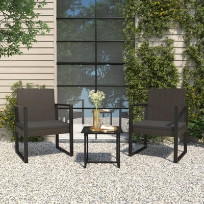 vidaXL - Tuinstoel - met - kussen - poly - rattan - zwart
