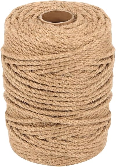 touw, 100 m x 6 mm, 4 strengen gedraaid touw, henneptouw, bruin natuurlijk jute koord voor knutselen, tuinieren, bundelen