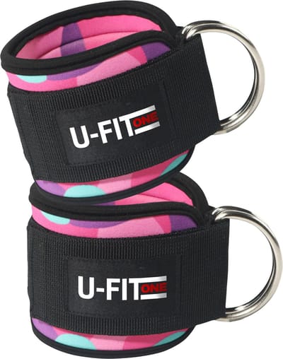 U Fit One 2 Stuks Ankle Strap Fitness met Draagtas - Roze Enkelband - Ankle Cuff Strap - Enkel straps - Gewichten - Billen trainer - Billen lift - Heup trainer