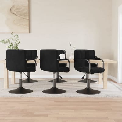 vidaXL - Eetkamerstoelen - 6 - st - draaibaar - fluweel - zwart