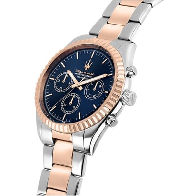 Maserati - herenhorloge - Polshorloge - R8853100040 - Competizione - watch - chronograph - rosegoudkleurig - zilverkleurig - blauw - 43 MM