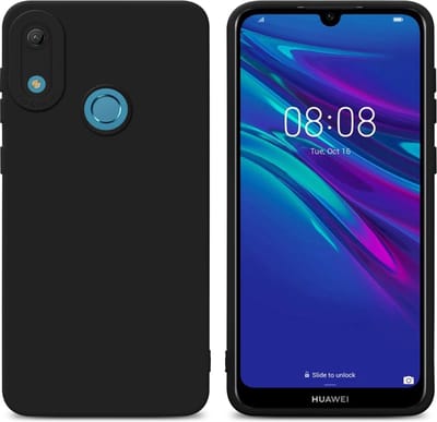 Cadorabo Hoesje geschikt voor Huawei Y6 2019 in FLUID ZWART - Beschermhoes gemaakt van flexibel TPU silicone Cover Fluid Case