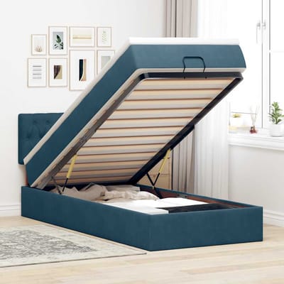 vidaXL - Ottoman - bed - met - matras - 90x190cm - fluweel - donkerblauw