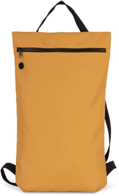 Trendy, platte en gerecycleerde rugzak - Ecologische rugzak van 60% gerecycleerd polyester - Platte rugzak, slim model, trendy stijl - Licht gewatteerd. Heel trendy ritssluiting met grote tanden - Geel