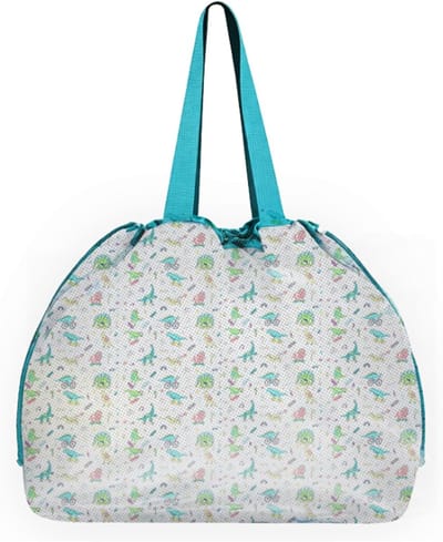 SnelShoppen - XXL Zandspeelgoedtas met Dinosaurus-motief, Mesh Strandtas met Trekkoord, Opbergtas voor Familie, Ideaal voor Strandspeelgoed, Zandspeel
