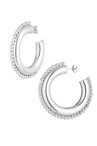 Yehwang - Hoop Oorbellen - Dots - Zilver - Stainless Steel - Trendy - Hip