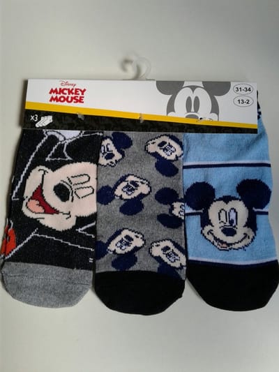 Mickey Mouse - sneakersokken Mickey Mouse - 3 paar - jongens - maat 31/34