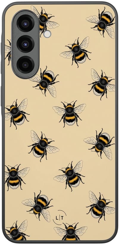 Leuke Telefoonhoesjes - Hoesje geschikt voor Samsung Galaxy A36 - Bijen print - Backcover zwart - Print / Illustratie - Geel