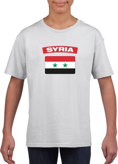 Serie t-shirt met Syrische vlag wit kinderen 110/116