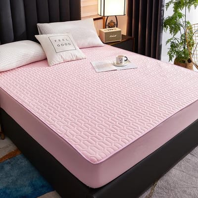 Waterdichte Elastische Bedhoes Beddengoed Mat Beschermer Matrashoes Zacht Queen King Effen Kleur Latex Mat Deksel 150 /160 /180x200 2PCpillowcase48x74cm roze
