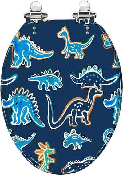 Kindertoiletbril Dinosaurus - Toiletzitting Deksel - Badkamer Vernieuwen - Zacht Sluitend - Langwerpig Model - Multicolor
