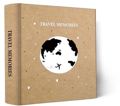 Fotoalbum voor 200 foto's - 4x6 inch met schrijfruimte - Kraft papier met wereldkaart ontwerp - Ideaal voor reizen