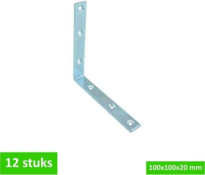 TQ4U drempelhoek 100 x 100 x 20 mm - 2 mm dik - verzinkt - 12 STUKS