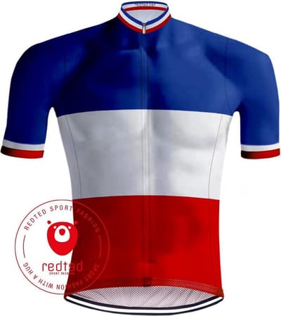 Retro Wielershirt Franse Kampioenstrui Tricolore - REDTED - M