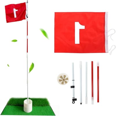 Golfvlag set - Putting green vlag - Golf oefenen - Verstelbare hoogte - 185 cm - Rood