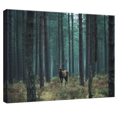 WALLARENA - Canvas schilderij - 100x70 cm - afbeelding van een hert in de natuur, bos decor voor slaapkamer, woonkamer en keuken