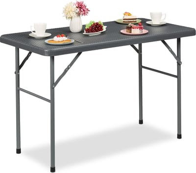 tuintafel inklapbaar - rotan look - 74x121,5x61 cm - weerbestendig - kunststof - staal