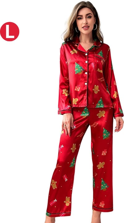 Nivard Kerstpyjama - Kerst Pyjama - Dames - Vrouwen - Volwassenen - Set - Broek - Shirt - Christmas - Maat L