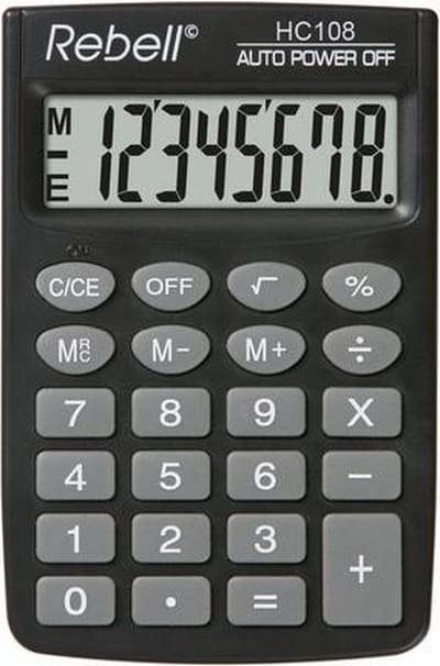 Rebell calculator - HC108 BX - zwart - RE-HC108-BX