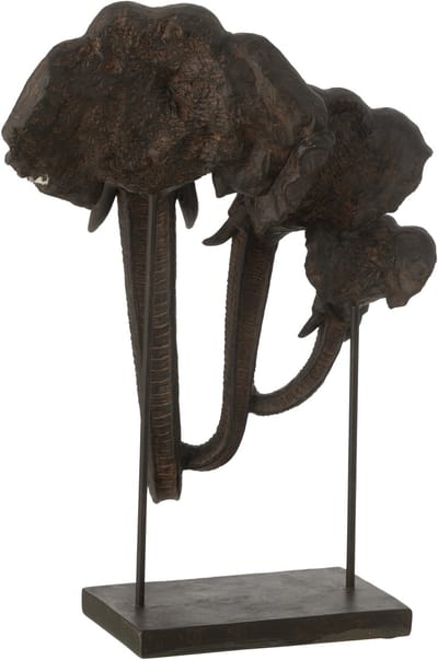 J-Line decoratie Olifant Op Voet Familie - polyresin - donkerbruin