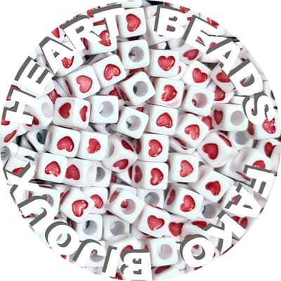 Fako Bijoux® - Hartjes Kralen Vierkant - Acryl - 7mm - Sieraden Maken - 150 Stuks - Rood