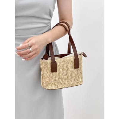 Modèle coréen de Sac Tissé Ins conçu pour les Femmes Été Nouveau Sac de Plage Décontracté Vacances Sac à Main Épaule Bandoulière Sac en Paille Tissé