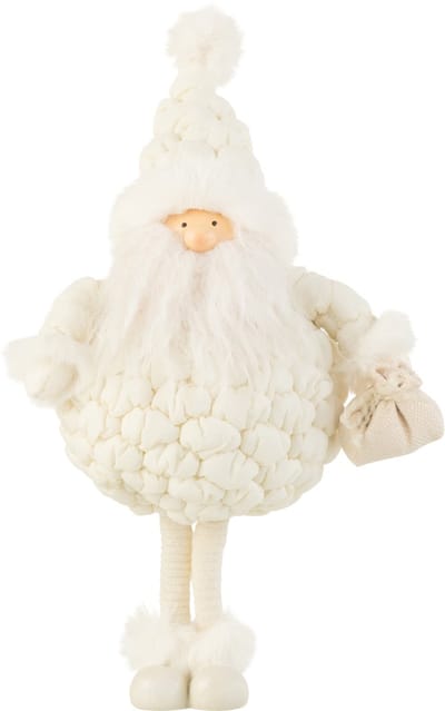 J-Line figuur Kerstman Cadeau Tas - textiel - wit - small