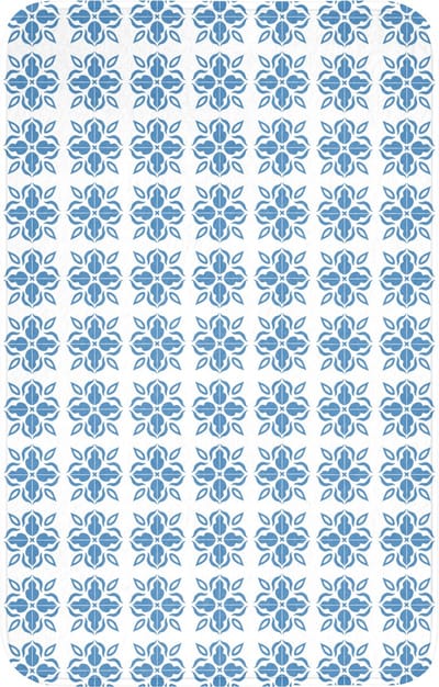 WC mat 50x80 cm - Antislip - Blauw - Wit - Tegel - Patroon - Toiletmat - Vloermat - Douchemat - Toilet tapijt - Toiletmatten