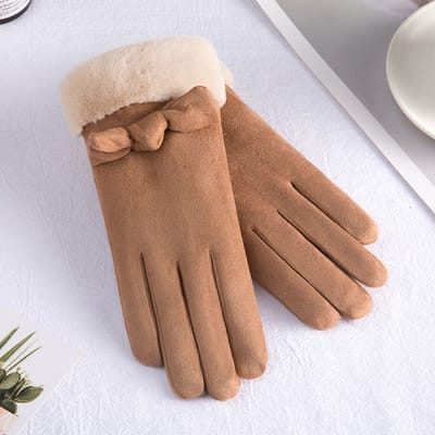 Dames Wanten - Winter Wanten - One size - Touchscreen - Fleece Binnenkant - 2-pak Khaki - Sporthandschoen Dames - Scooter en Fiets