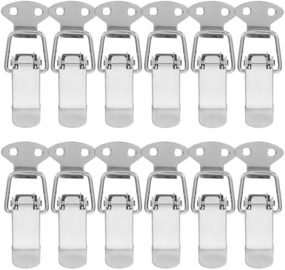 carmdering - Klemgesp - Toggle Sluiting - Veerbelaste Sluiting - 12 stuks, RVS, weerbestendig, snelontgrendeling, 5,8x2,3x1,1cm - Voor gereedschapskisten & poorten - Binnen & buiten