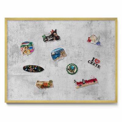 Tulup Magneetbord met Gouden Frame - Grijs Magnetisch Bord met Kleurvariaties - 80 cm x 60 cm - Versleten betontextuur - Magneetbord Voor Thuiskantoor - Magnetisch Bord voor Thuis en Kantoor - Magneetbord voor Herinneringen