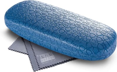 Hardcase Brillenkoker - Brillenetui Beschermhoes - Veilige Opberging - Embossed Design - 18.3 x 7.1 x 3.9 cm - Hemelsblauw