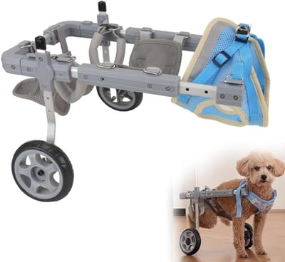 Hondenrolstoel Achterpoten - Huisdier Hulp - Mobiliteit Verbeteren - Verstelbaar Ontwerp - Voor Kleine Honden - Zilver