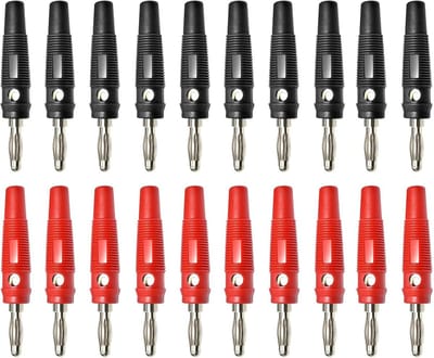 20x 4mm Banaanstekkers Schroefbaar - Verguld - voor Luidspreker Kabelboxen en Versterkers