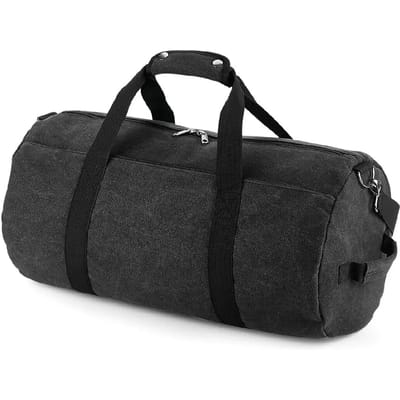 BagBase Vintage Canvas Barrel Bag BG655 - Vintage Black - 49 x 28 x 28 cm