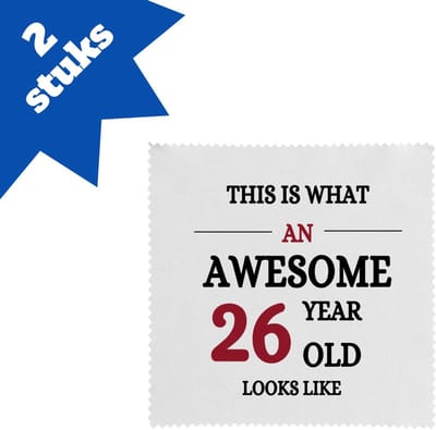 Akyol - this is what an awesome 26 year old looks like brillendoekjes - Hoera 26 jaar - iemand die 26 jaar is geworden - de jarige - verjaardagscadeau - kado - geschenk - gift - leuke verjaardagscadeau - felicitatie - 17,8 bij 17,8 cm - 2 stuks