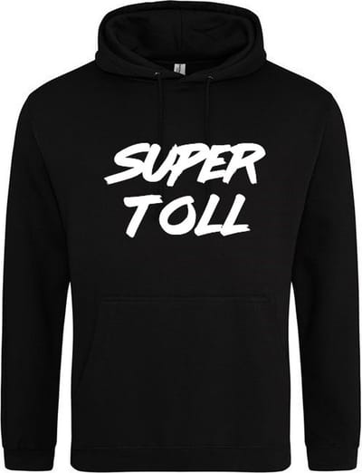 SUPER TOLL Hoodie | Sweater | Capuchon | Trui | Hooded | Print | Zwart | Maat 3XL