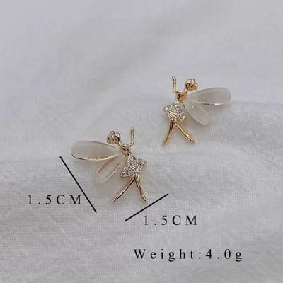 Trendy Meisje Danser Oorknopjes Kristal Acryl Vleugels Engel Oorbellen voor Vrouwen Koreaans Schattig Zoet Sieraden aretes de mujer gray