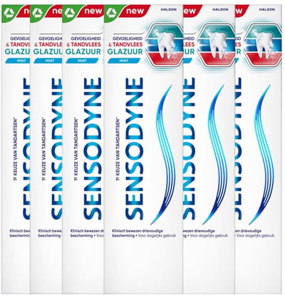 Sensodyne - Tandpasta - Gevoeligheid & Tandvlees - Glazuur - Mint - 75ml x 6