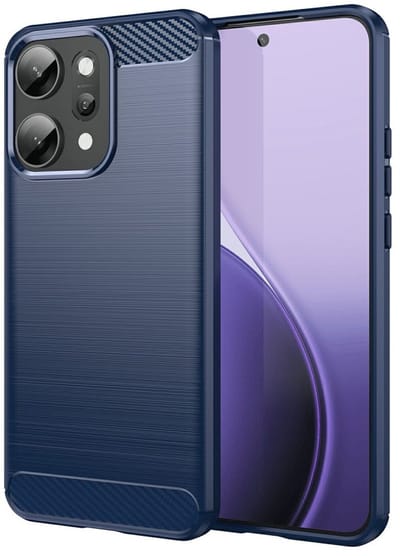 Geborsteld TPU Hoesje Geschikt voor Oppo Reno 14 Pro | Beschermhoes | Back Cover | Flexibel TPU | Stijlvol Carbon | Dun | Blauw