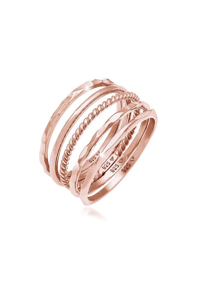 Elli - Ring - Dames Band Set Stapelen Minimaal Trend Blogger Basis in 925 Sterling Zilver - Dames
