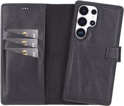NorthLife Geschikt voor Samsung Galaxy S25 Ultra - Leren Afneembare 2-in-1 bookcase telefoonhoes - Zwart