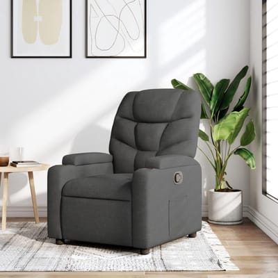 Rugleunstoel Stof - Relaxstoel Fauteuil - Ontspannen Zitten - Handmatige Ligfunctie - 73 x 54 x 46 cm - Donkergrijs