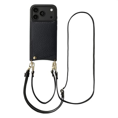 Selencia Hoesje - Geschikt voor Apple iPhone 18 Pro / 17 Pro - Backcover met koord en pashouder - Zwart