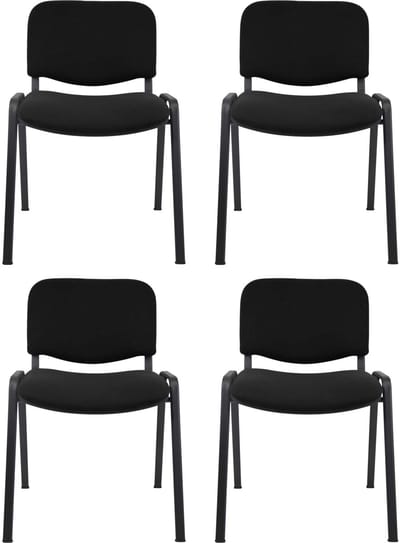 4 stuks Vergaderstoel - kantinestoel - Model ISO - Stof zwart - Frame zwart - Stapelbaar Isostoel iso stoel