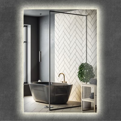Wallfluent LED Spiegel - Hangspiegel Rechthoekige met verlichting - 70 cm x 50 cm - met neutraal licht - Badkamerspiegel – Eetkamerspiegel – Kaptafel Spiegel – Kleedkamer spiegel - Minimalistische - Luxe - Moderne - Make up spiegel - Industriële