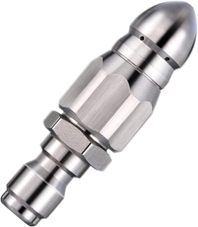 Hogedrukmondstuk Roestvrij Staal - Pijpreiniger Mondstuk - Afvoer Reinigen - Voor- en Achterstraal - 1/4 Inch - Zilver