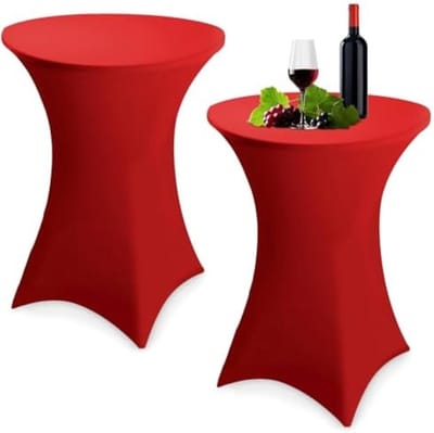 PromoHome 2-delige rekbaar tafelkleed voor statafels - 80x110 cm - Feestrood